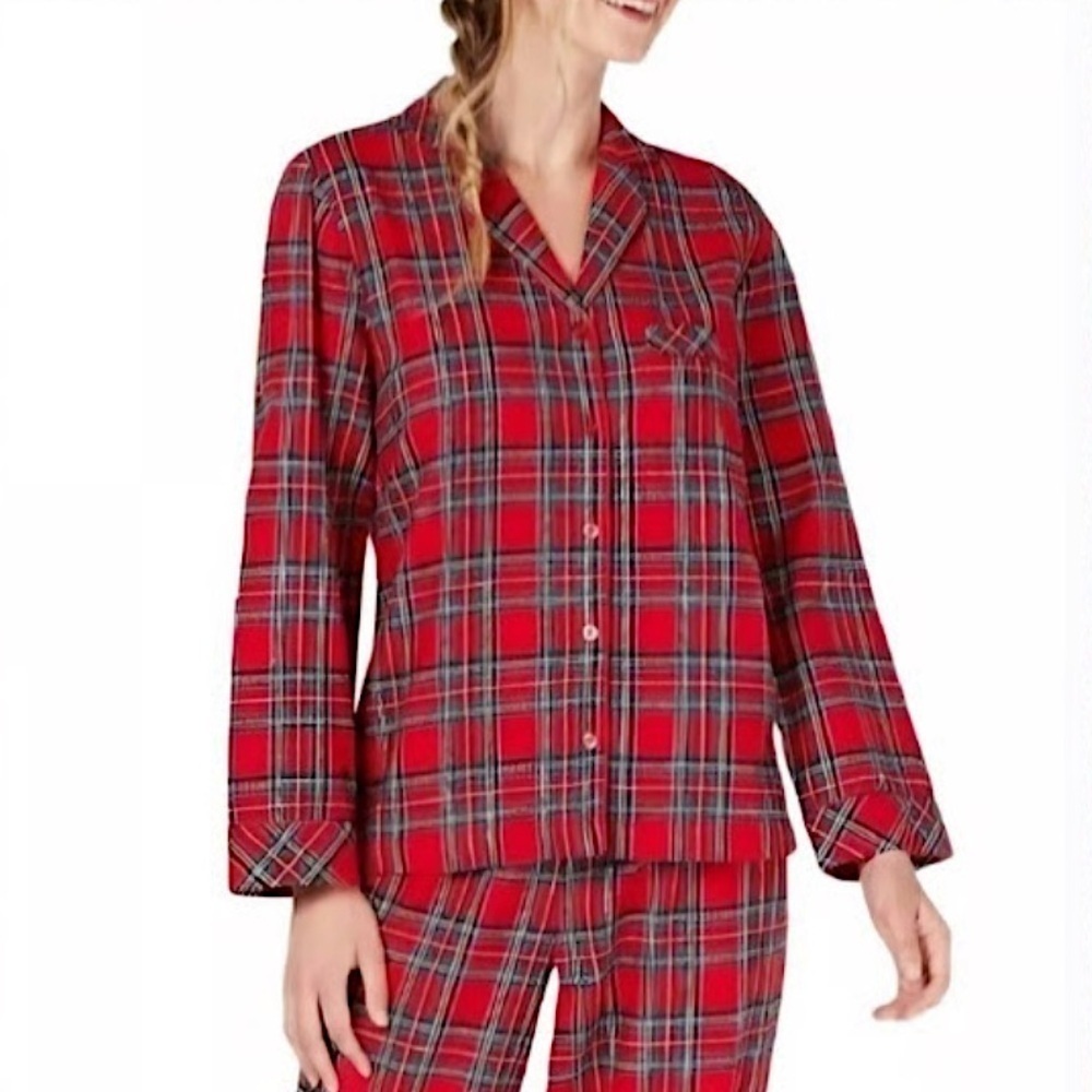 ❤️ 🆕 GAP BODY Red flannel Pajama Shirt Size M